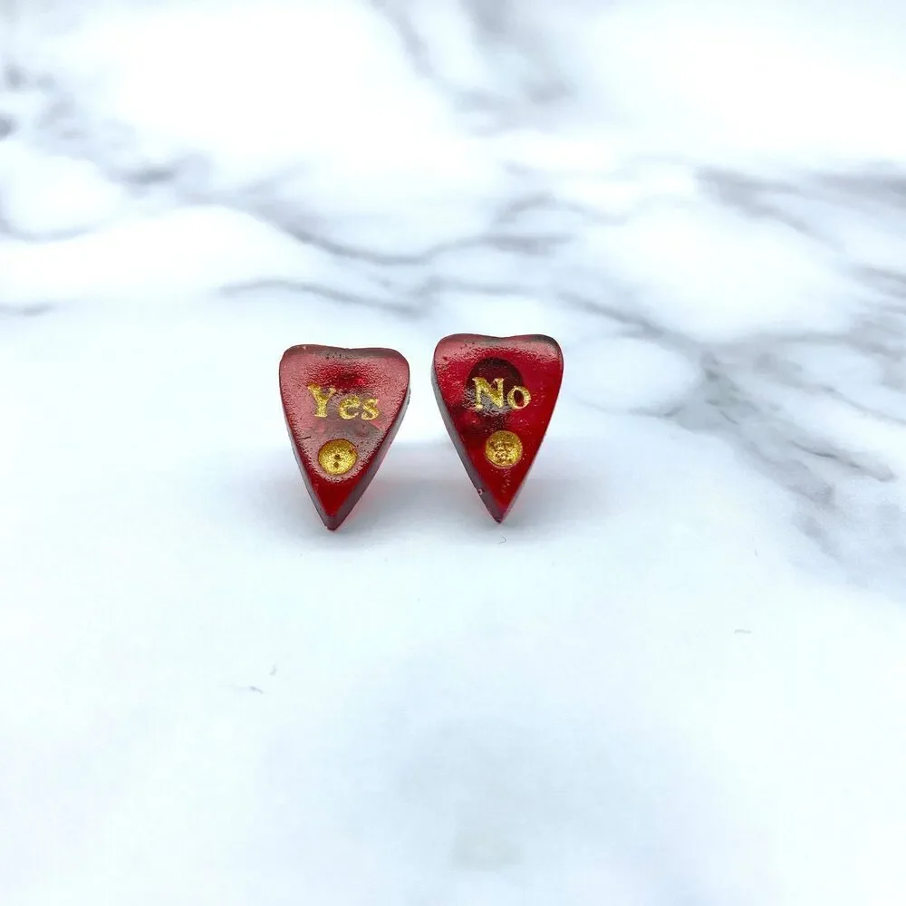 Blood Red Ouija Planchette Earrings